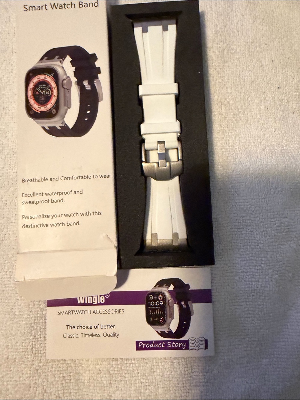 White Silicone Smart Watch Band – Apple Ultra Compatible Wearable Accessory